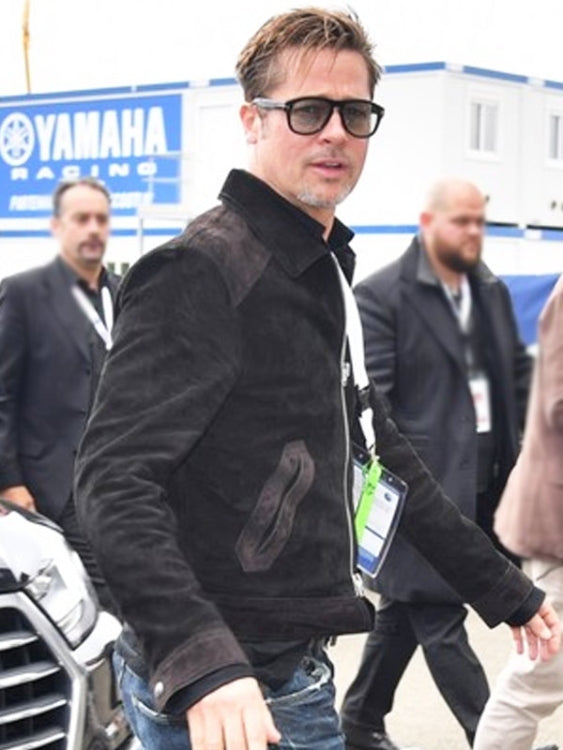 Brad Pitt F1 2025 Black Suede Leather Jacket