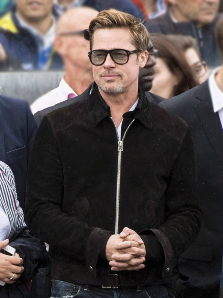 Brad Pitt F1 2025 Black Suede Leather Jacket