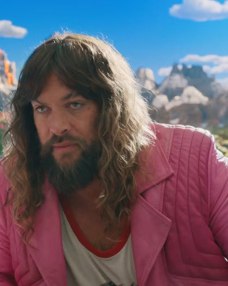 2025 Movie A Minecraft Jason Momoa Pink Fringed Jacket