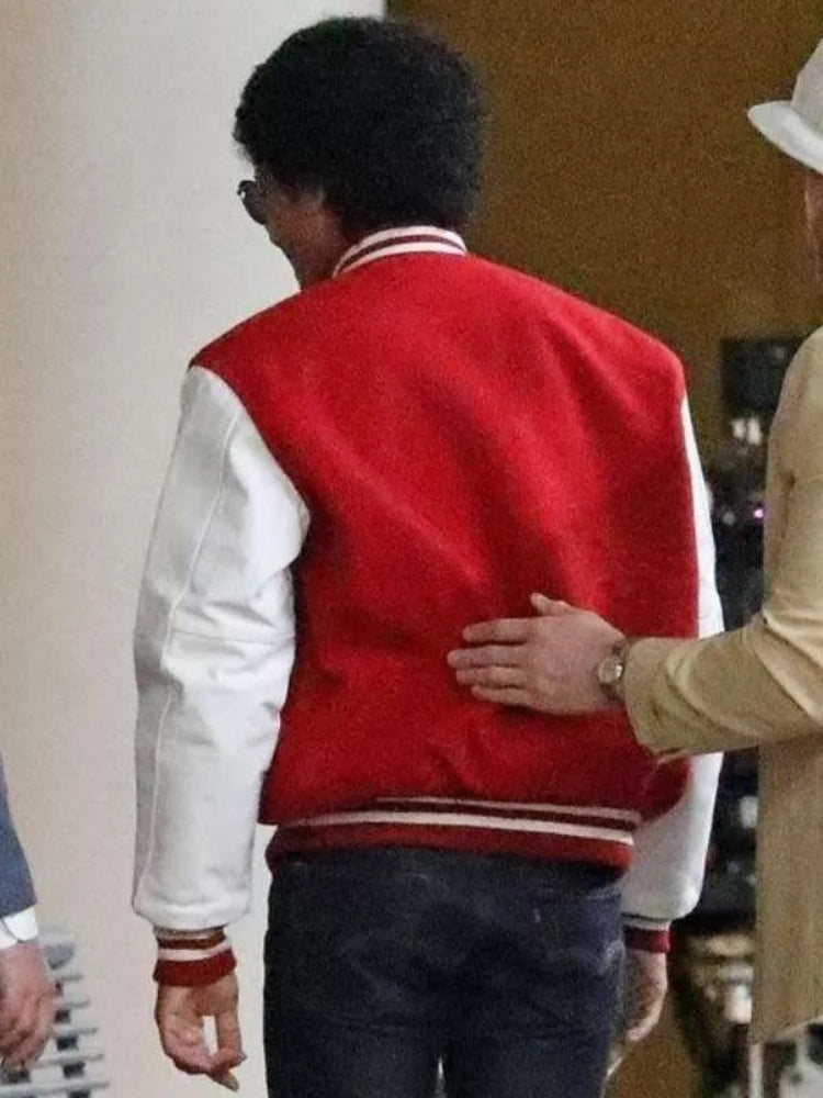 Michael 2025 Jaafar Jackson Red Varsity Jacket