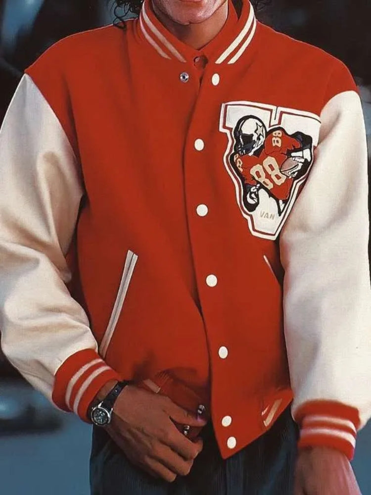 Michael 2025 Jaafar Jackson Red Varsity Jacket