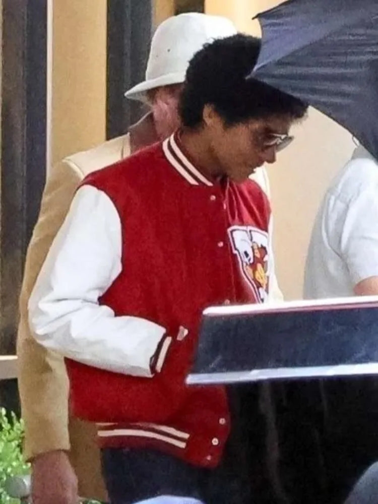 Michael 2025 Jaafar Jackson Red Varsity Jacket