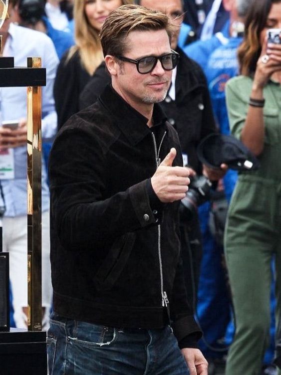 Brad Pitt F1 2025 Black Suede Leather Jacket