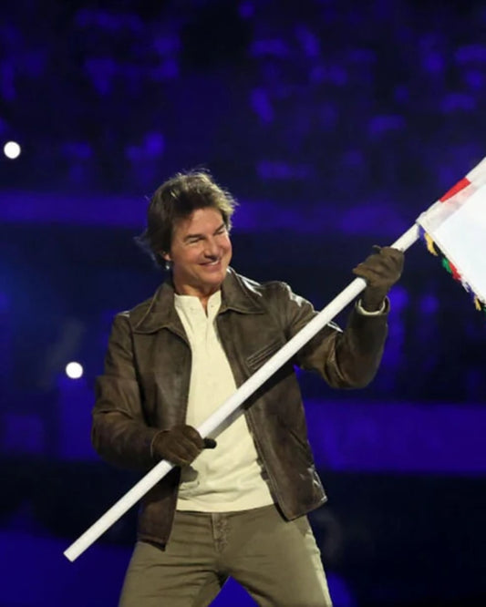 2024 Olympic Closing Ceremony Tom Cruise Leather Jacket