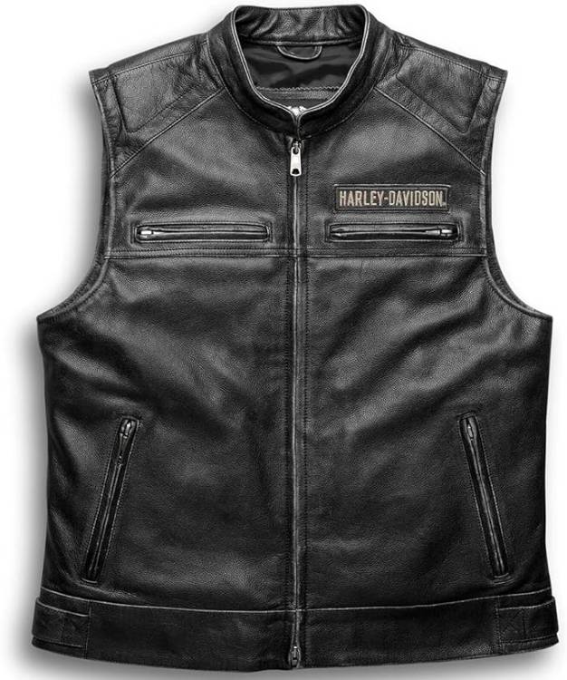 HD Men’s Passing Link Leather Biker Vest